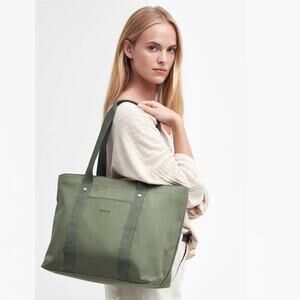 Barbour Olivia Cotton Tote Bag olive green canvas market bag countryside chic